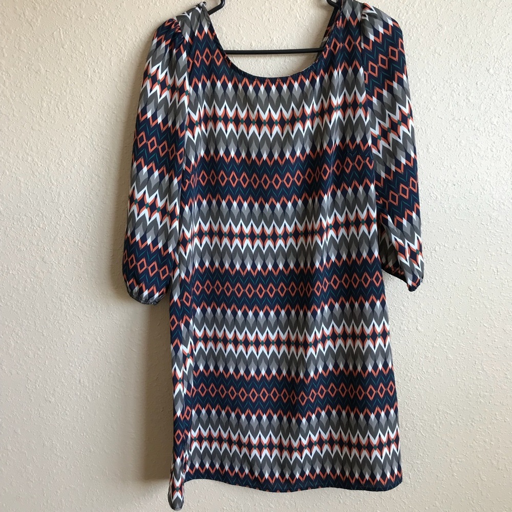 SOLD Orange/blue tunic dress w/low back